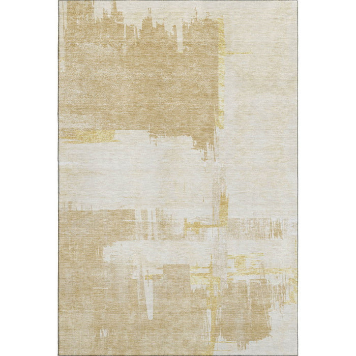 10' X 14' Traditional Abstract Washable Area Rug With UV Protection - Beige