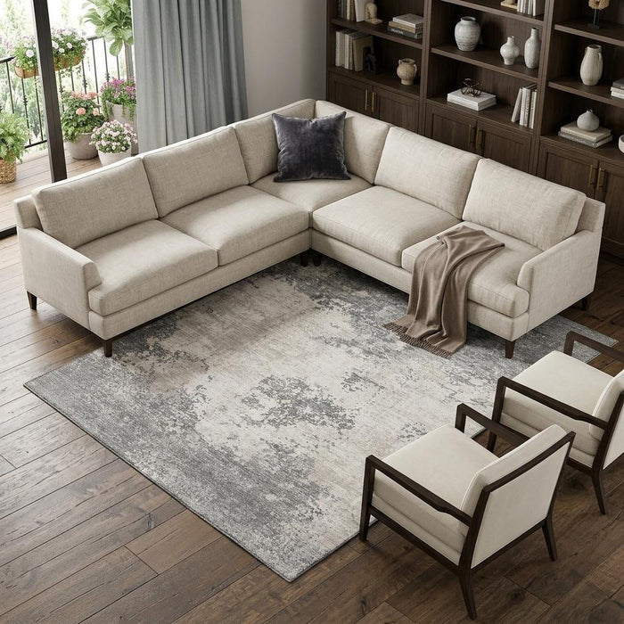 10' X 14' Abstract Washable Area Rug With UV Protection (680651) - Gray / Silver