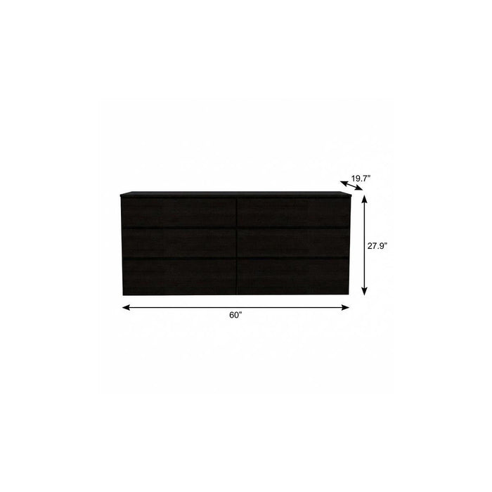 Six Drawer, Double Dresser - Black