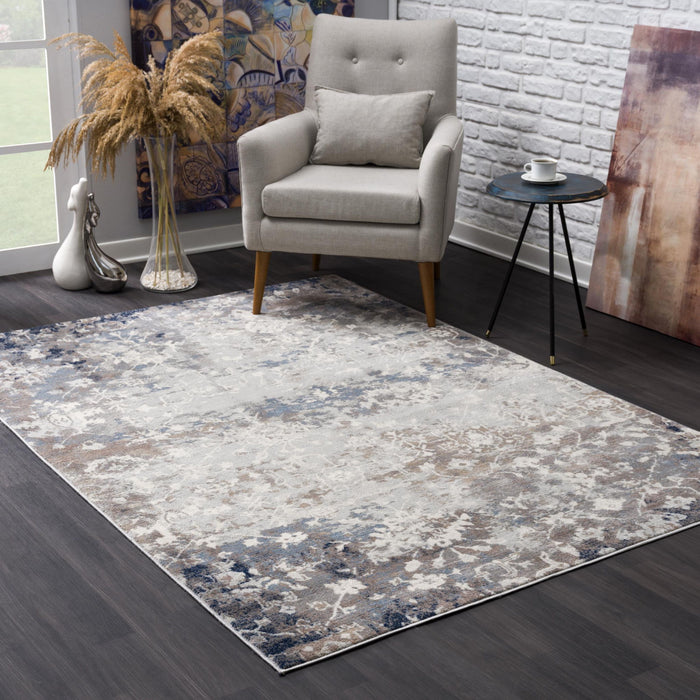 8' x 11' Distressed Vines Area Rug - Navy And Beige