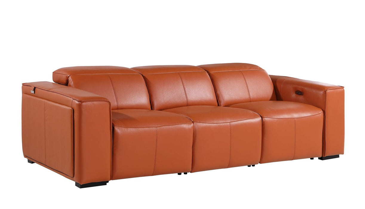 Top Grain Leather Reclining Metal USB Sofa (720391) - Camel