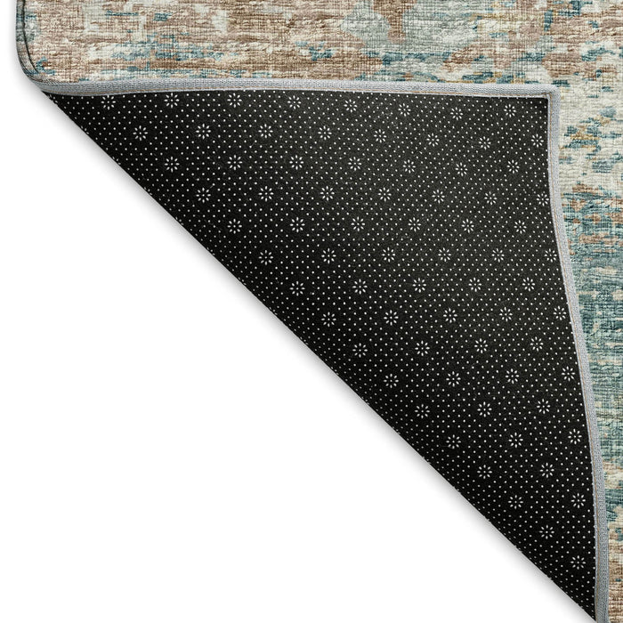 10' X 14' Copper Abstract Washable Area Rug With UV Protection - Teal Blue
