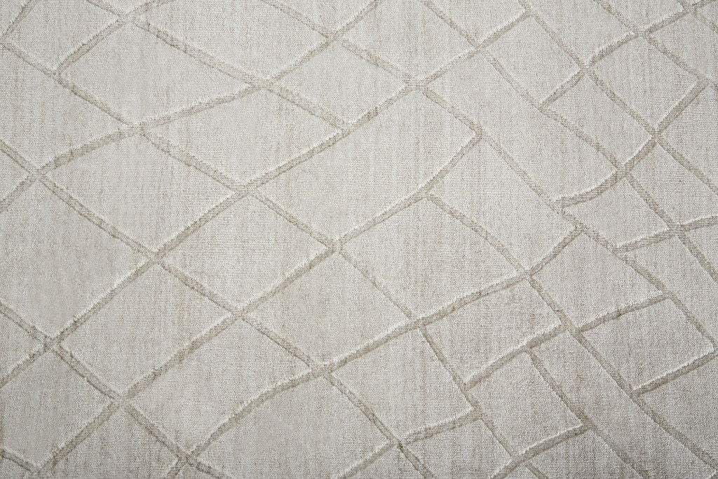 9' x 12' Striped Hand Woven Area Rug - Ivory And Gray