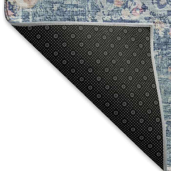 10' X 14' Floral Washable Area Rug With UV Protection (692238) - Blue / Blush / Ivory