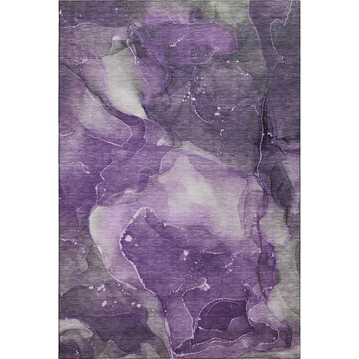 10' X 14' Abstract Washable Area Rug With UV Protection (647380) - Purple / Ivory / Gray