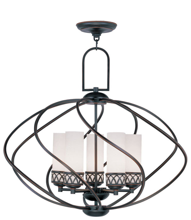 24'' Five Light Dimmable Chandelier With Shades - Bronze