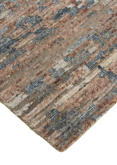 5' x 8' Wool Abstract Hand Knotted Area Rug - Red And Blue