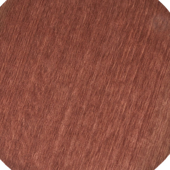 8' Round Wool Hand Woven Area Rug - Orange And Red