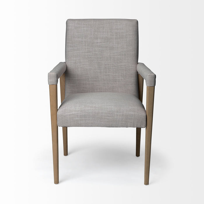Upholstered Fabric King Louis Back Dining Arm Chair - Gray