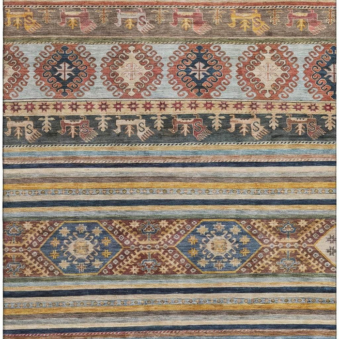 10' X 14' Medallion Washable Area Rug With UV Protection (695258) - Rust / Gold / Blue