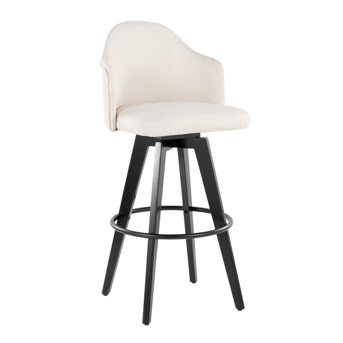 Ahoy - Upholstered Fixed-Height Barstool (Set of 2) - Black Base, Black Footrest
