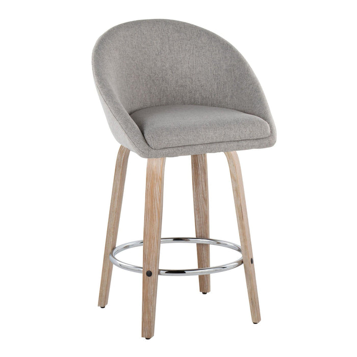 Matisse - 26" Highback Fixed-Height Counter Stool With Swivel And Round Chrome Metal Footrest (Set of 2) - Light Gray Wood