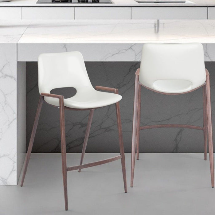 Steel Low Back Counter Height Bar Chairs (Set of 2) - White And Brown