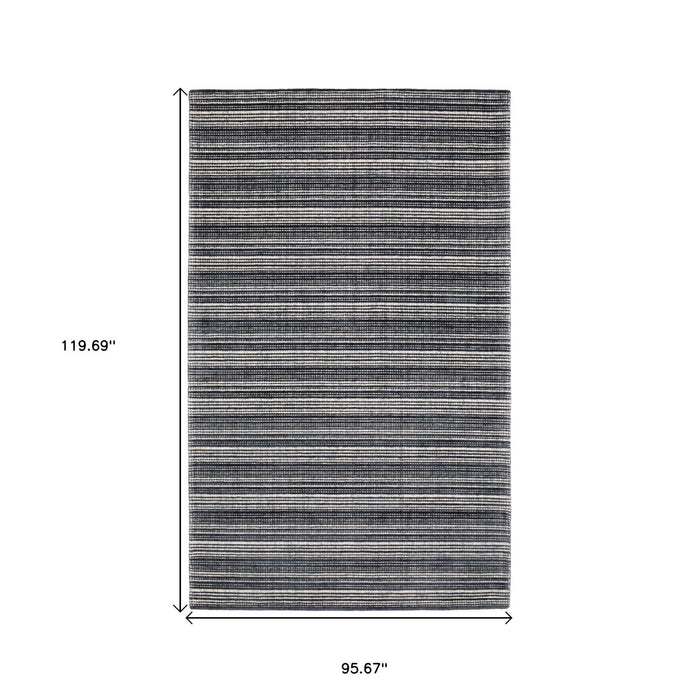 8' X 10' Striped Hand Tufted Area Rug - Black And Ivory