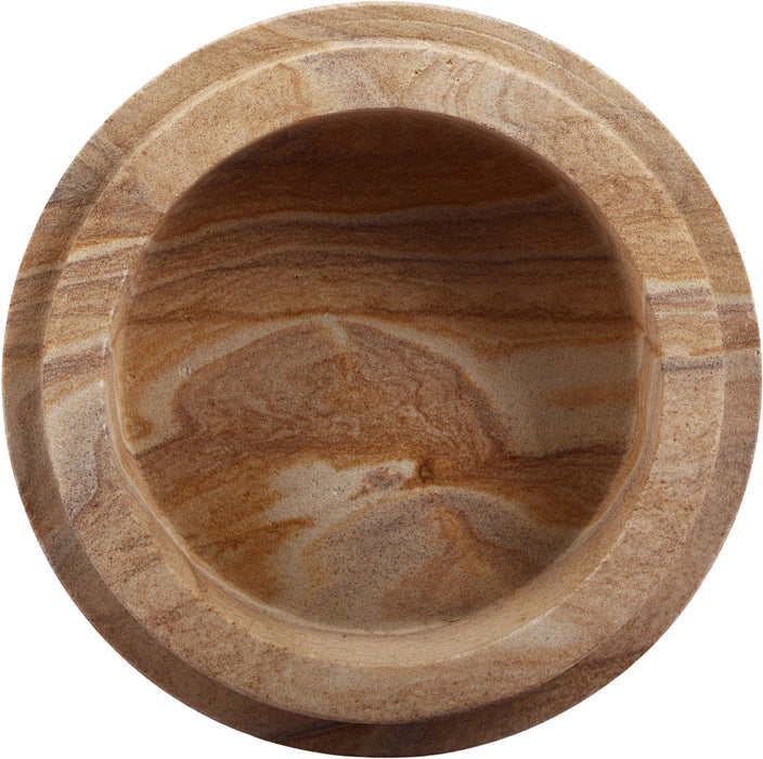 Meridian Furniture Parsons Sandstone Bowl, a stylish ceramic plate with a smooth sandstone finish, perfect for serving food or display.