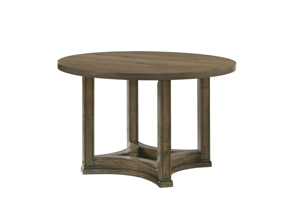 Solid Wood Frame Base Round Top Dining Table - Oak