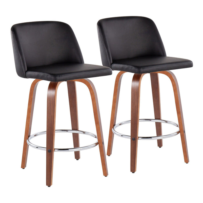 Toriano - Fixed - Height Counter Stool - Round Chrome Footrest (Set of 2)
