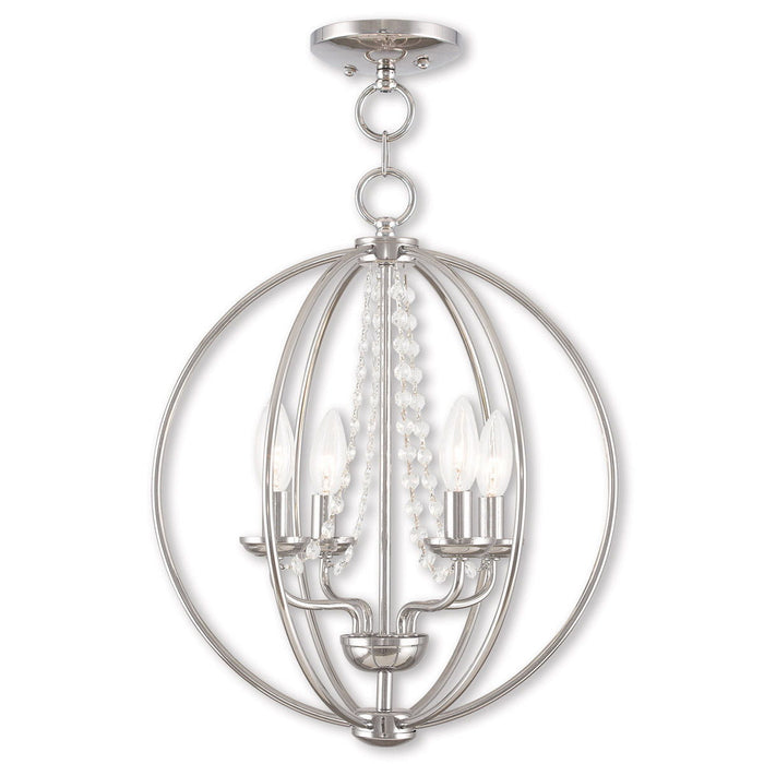 19" Four Light Dimmable Chandelier With Shades - Silver