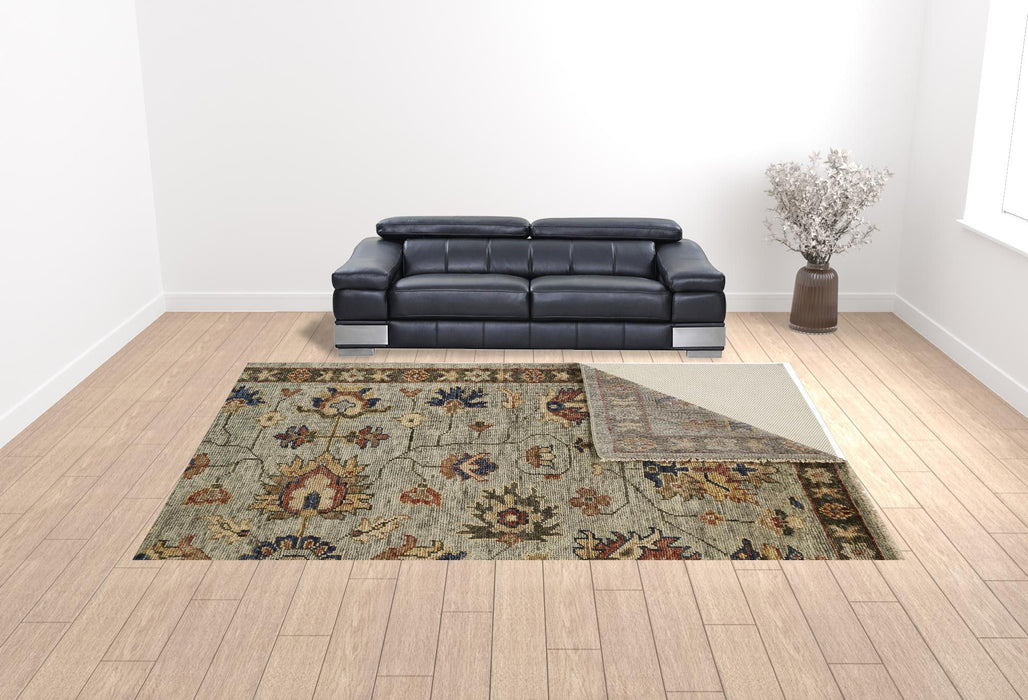 12' X 15' Wool Oriental Hand Knotted Area Rug With Fringe - Gray And Gold