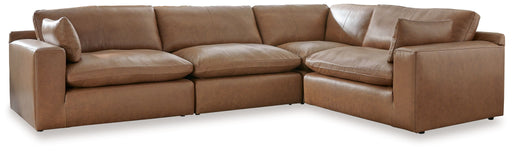 Emilia stationary sectional by Signature Design Ashley with plush fabric upholstery and modular seating arrangement.