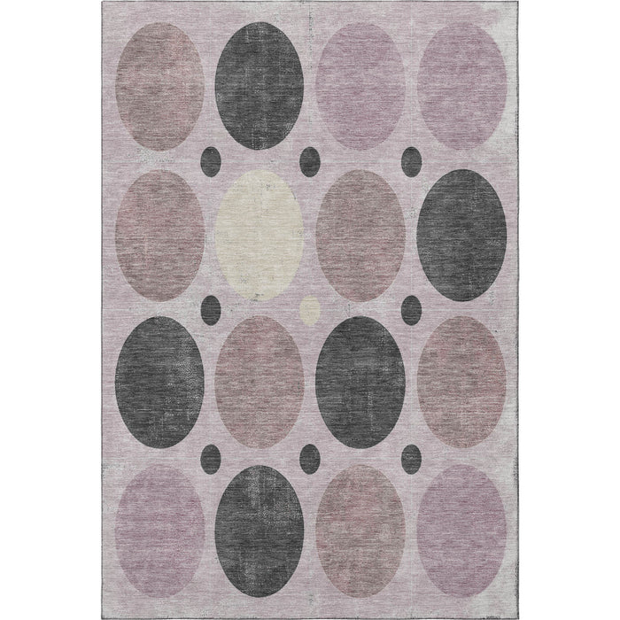 10' X 14' Geometric Washable Area Rug With UV Protection (709150) - Blush / Charcoal / Ivory