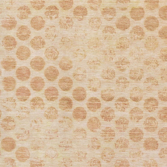 10' X 14' Geometric Washable Area Rug With UV Protection (695768) - Peach / Ivory