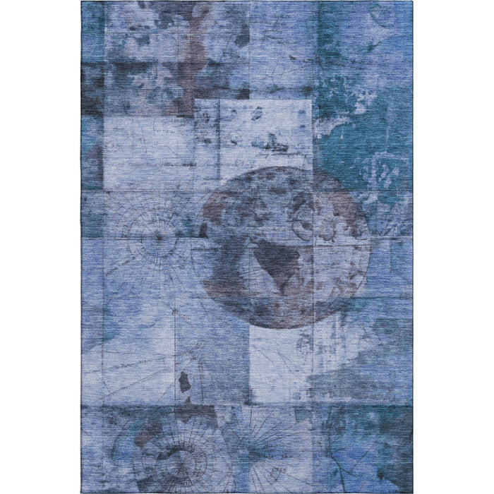 10' X 14' Geometric Washable Area Rug With UV Protection (707659) - Blue / Gray