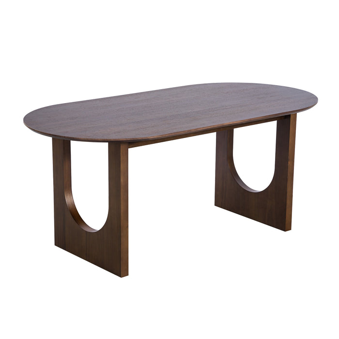 79" Solid Wood Mirrored Double Pedestal Base Oval Dining Room Table - Walnut