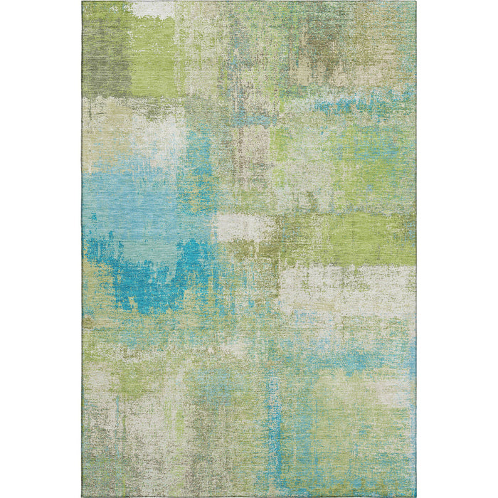 10' X 14' Abstract Washable Area Rug With UV Protection (693180) - Lime Green / Teal / Ivory