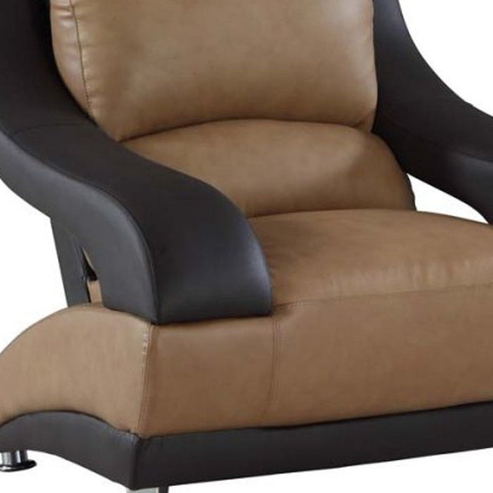 Two Tone Dazzling Leather Chair - Light Brown And Black
