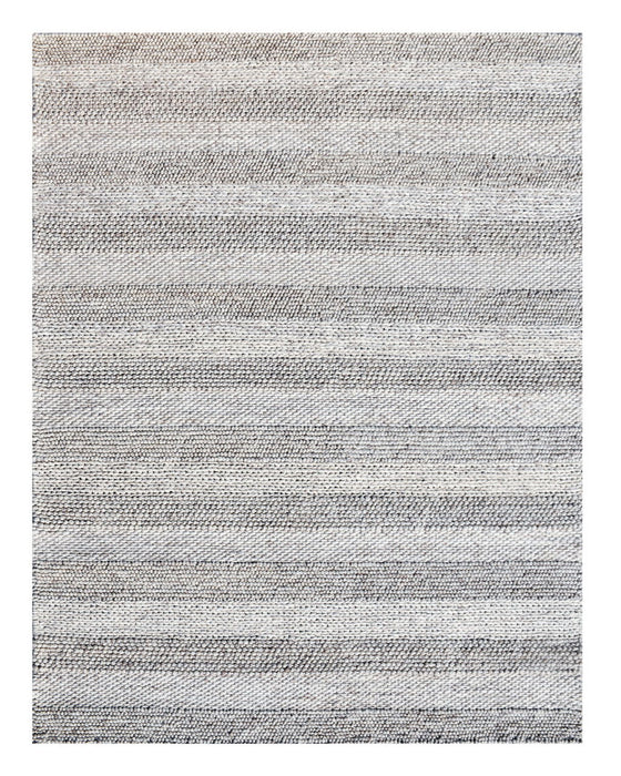 8' x 10' Wool Blend Striped Hand Loomed Area Rug - Gray And Beige