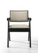 Giga Jasper dining arm chairs with upholstered beige seats and ebony black frames, set of 2, modern and comfortable for dining rooms.