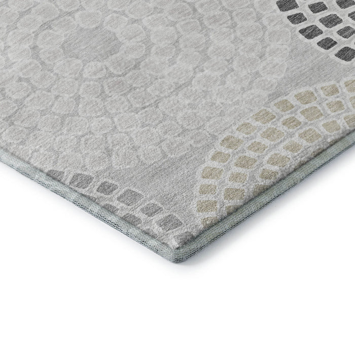 10' X 14' Geometric Washable Area Rug With UV Protection (670117) - Gray / Charcoal / Silver