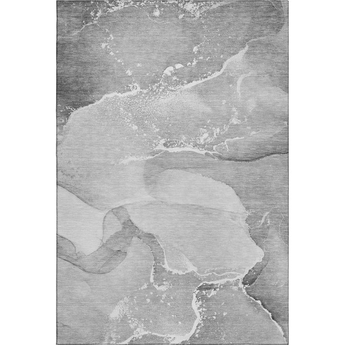 9' X 12' Abstract Washable Area Rug With UV Protection (647205) - Gray / Ivory