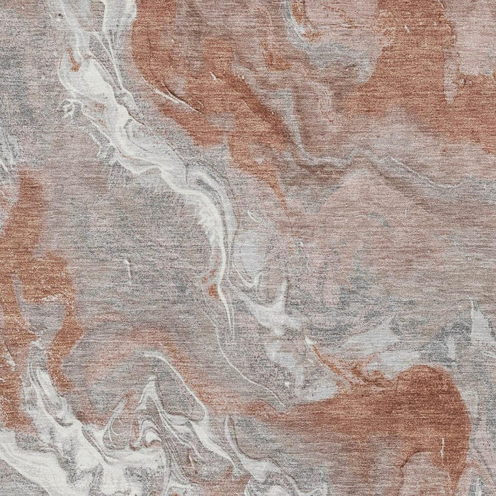 10' X 14' Abstract Washable Area Rug With UV Protection (697086) - Salmon / Gray / Ivory