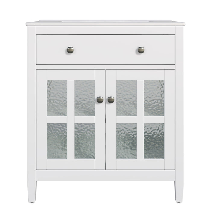 Bathroom Vanity With Ceramic Sink, Adjustable Shelf & Tip Out Tray