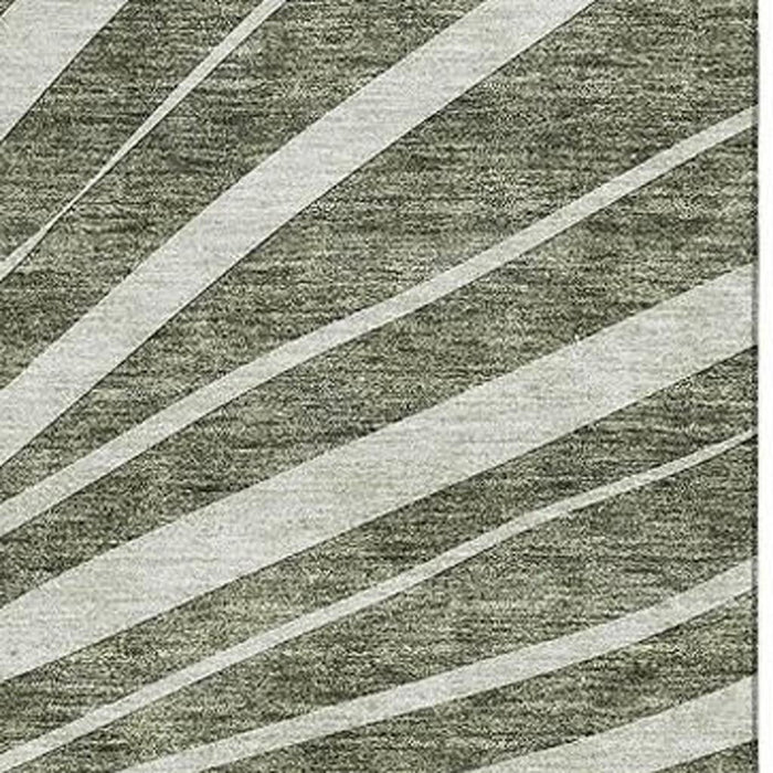 3' X 5' Abstract Washable Area Rug With UV Protection (655398) - Olive Green / Ivory