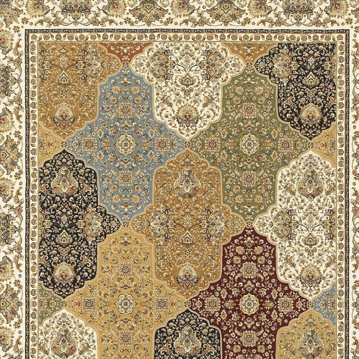 5' X 8' Oriental Area Rug With Fringe - Navy Blue And White
