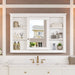 White Giga wall-mounted bathroom medicine cabinet with mirror, six open shelves, and adjustable interior storage.