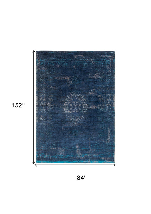 8' x 11' Medallion Non Skid Area Rug - Blue And Gray