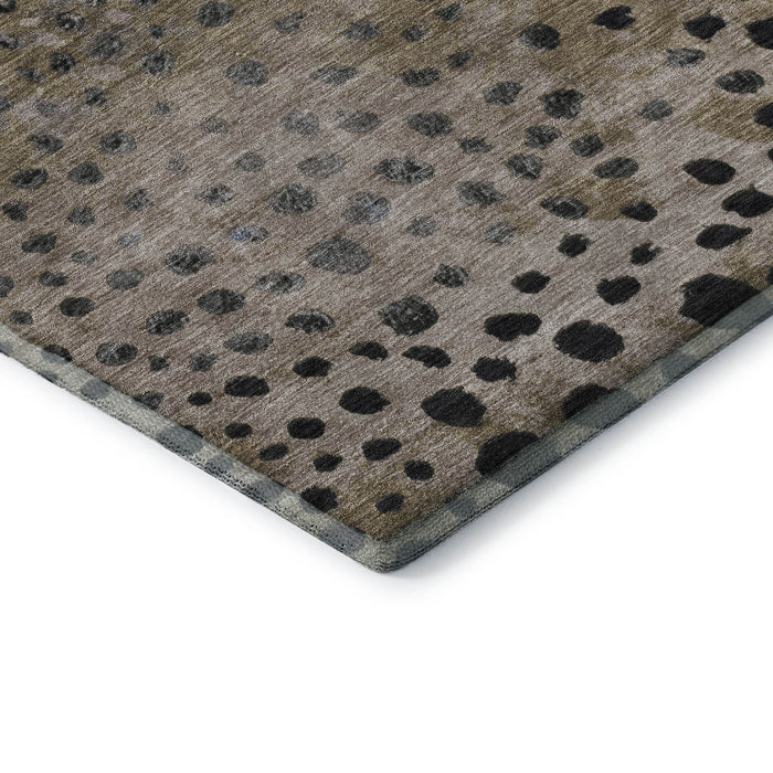 10' X 14' Polka Dot Washable Area Rug With UV Protection (693258) - Khaki / Blue / Ivory