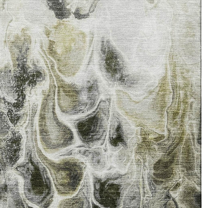 10' X 14' Abstract Washable Area Rug With UV Protection (708601) - Pewter / Black / Silver