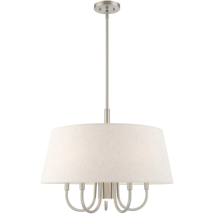22'' 6 Light Dimmable Chandelier With Shades - Nickel