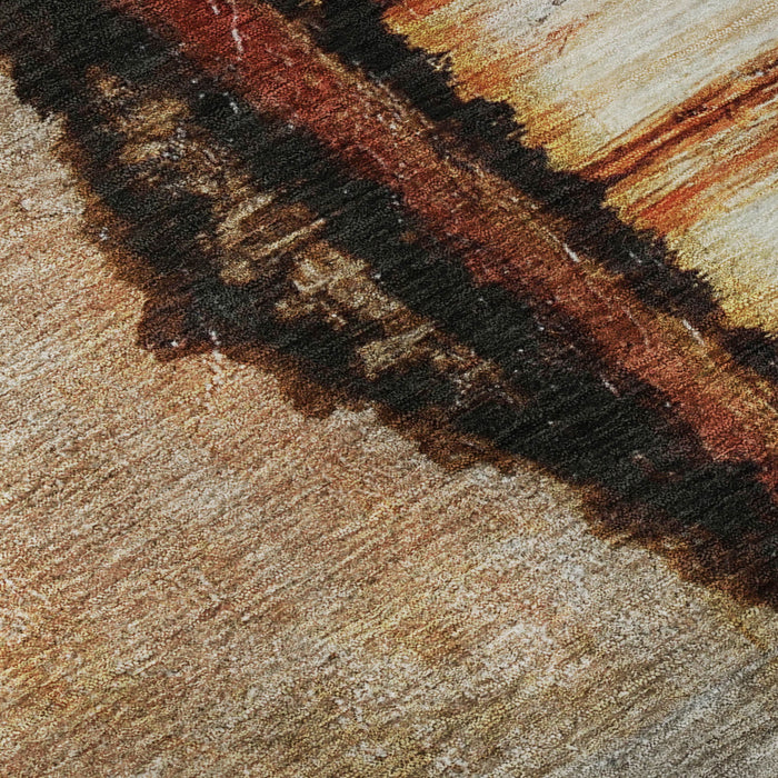 10' X 14' Abstract Washable Area Rug With UV Protection (716725) - Rust / Charcoal