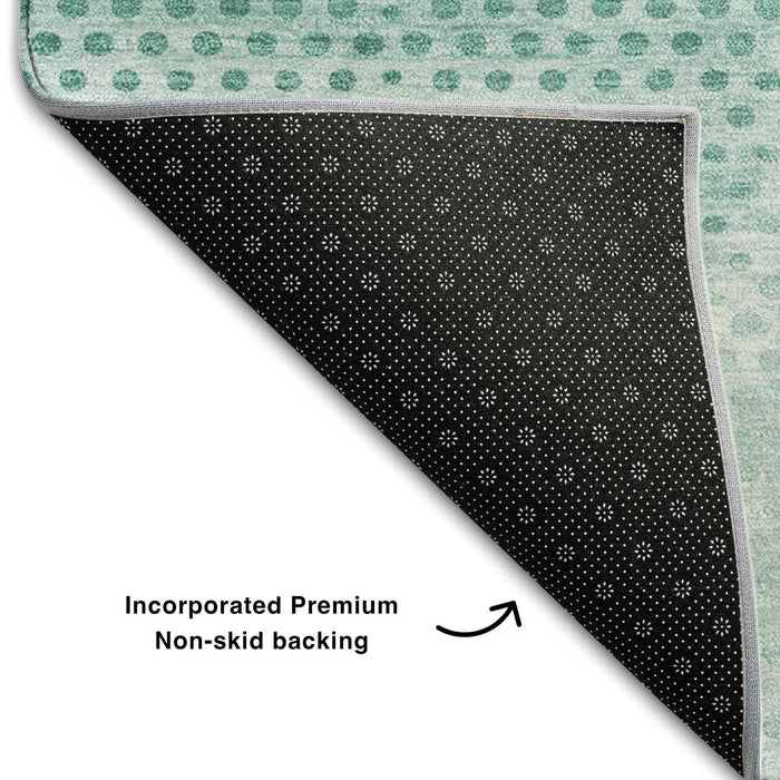 10' X 14' Geometric Washable Area Rug With UV Protection (648220) - Teal / Ivory