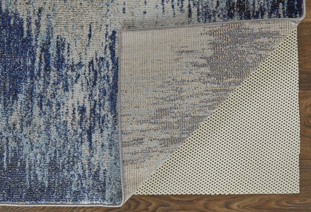10' x 14' Abstract Power Loom Stain Resistant Area Rug - Blue And Ivory