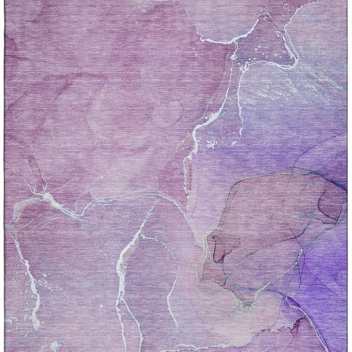 10' X 14' Abstract Washable Area Rug With UV Protection (646990) - Purple / Ivory