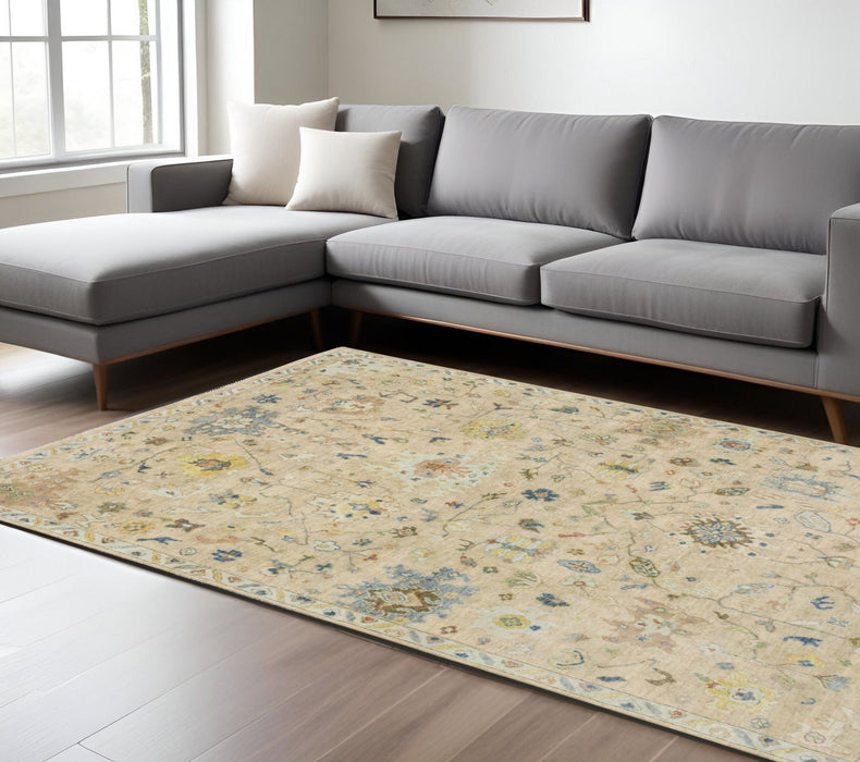 6' X 9' Wool Oriental Hand Knotted Area Rug With Fringe - Gray / Green