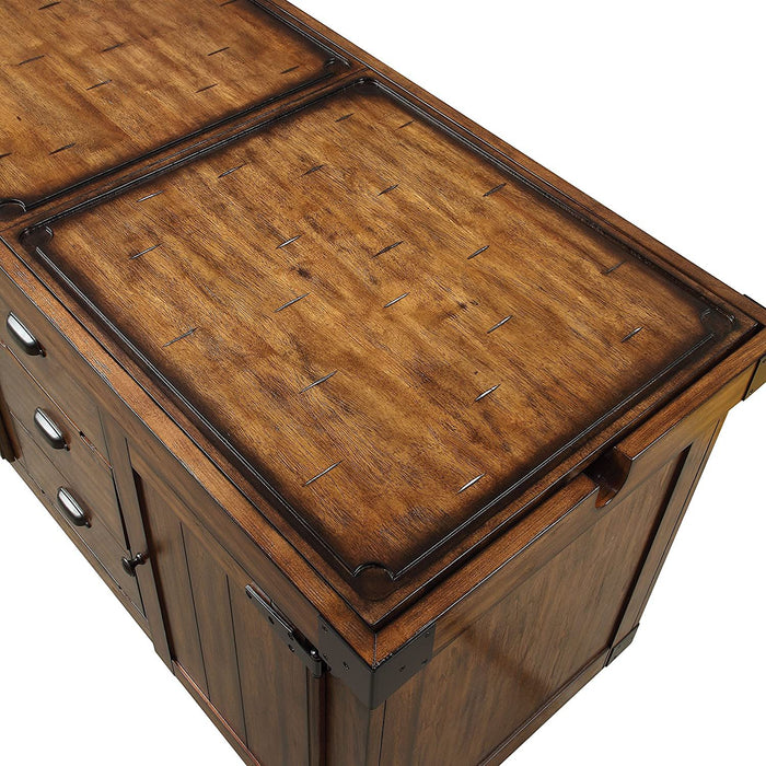 Rustic Farmhouse Warm Tobacco Rolling Kitchen Cart - Brown