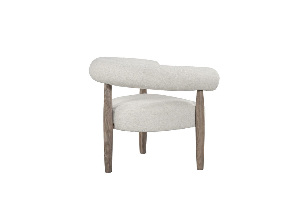 29" Fabric And Wood Arm Chair - Off White / Ash